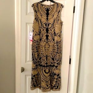 JS Collection Soutache Embroidered Dress Navy/Gold